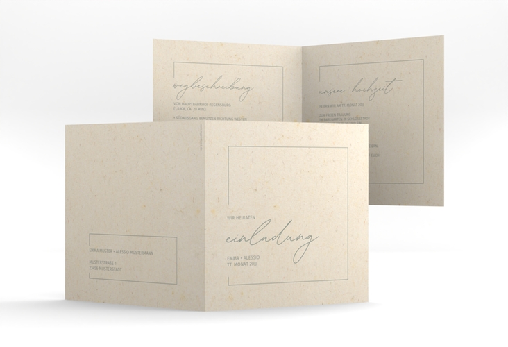 Hochzeitseinladung Simple Line quadr. Klappkarte beige