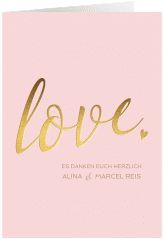 Klick: Details zu Danksagungskarte Hochzeit "Glam" anzeigen Danksagungskarte Hochzeit Glam A6 Klappkarte hoch rosa