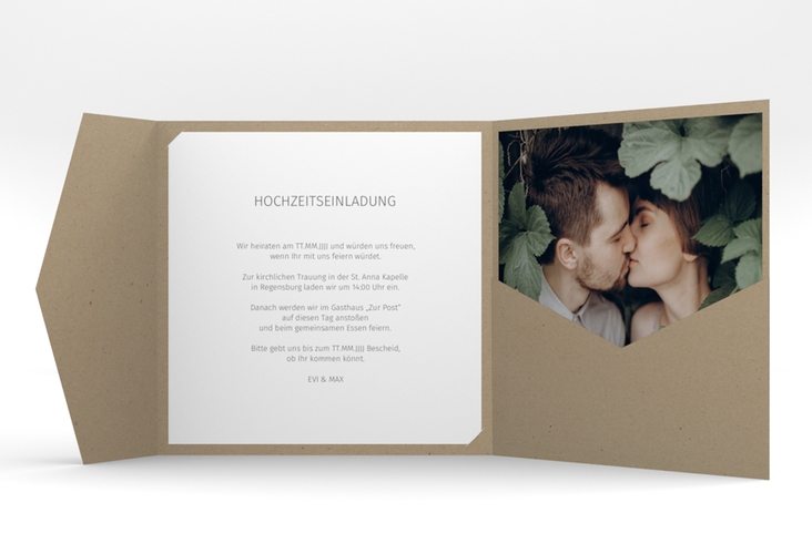 Hochzeitseinladung Pastell Pocketfold mint