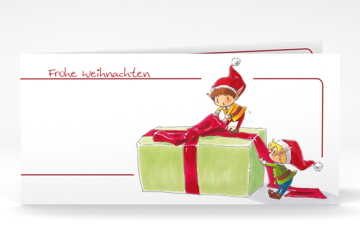 Weihnachtskarte "Kobold" DIN lang Klappkarte mit Weihnachtskobolden