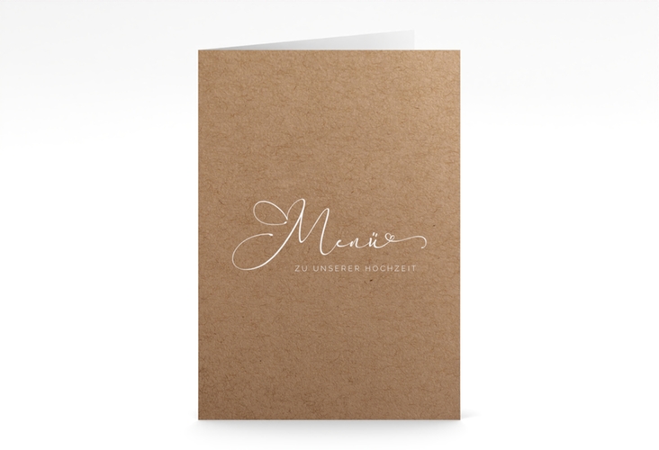 Menükarte Hochzeit Jawort A5 Klappkarte hoch Kraftpapier modern minimalistisch mit veredelter Aufschrift