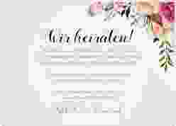 Acryl-Hochzeitseinladung "Flowers" Acrylkarte quer weiss mit Aquarell-Blumen