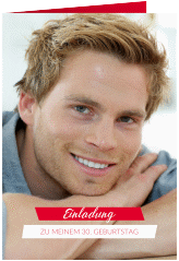 Einladung 30. Geburtstag Happy A6 Klappkarte hoch rot