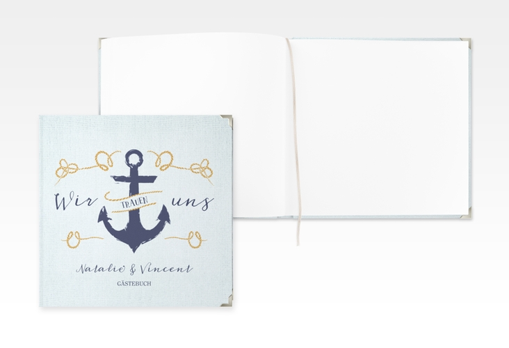 Gästebuch Selection Hochzeit Anker Leinen-Hardcover tuerkis
