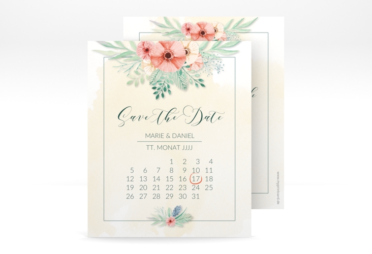 Save the Date-Kalenderblatt Surfinia Kalenderblatt-Karte apricot
