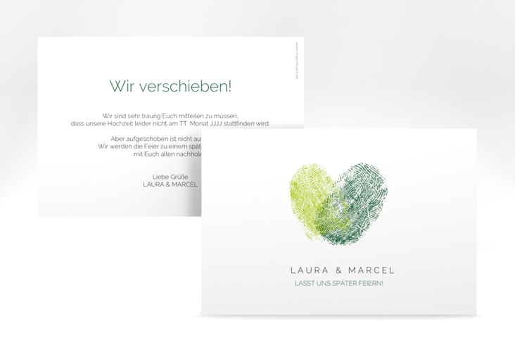 Change the Date-Karte Fingerprint A6 Karte quer gruen schlicht mit Fingerabdruck-Motiv