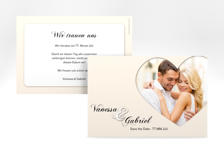 Save the Date-Karte Sweetheart A6 Karte quer beige hochglanz
