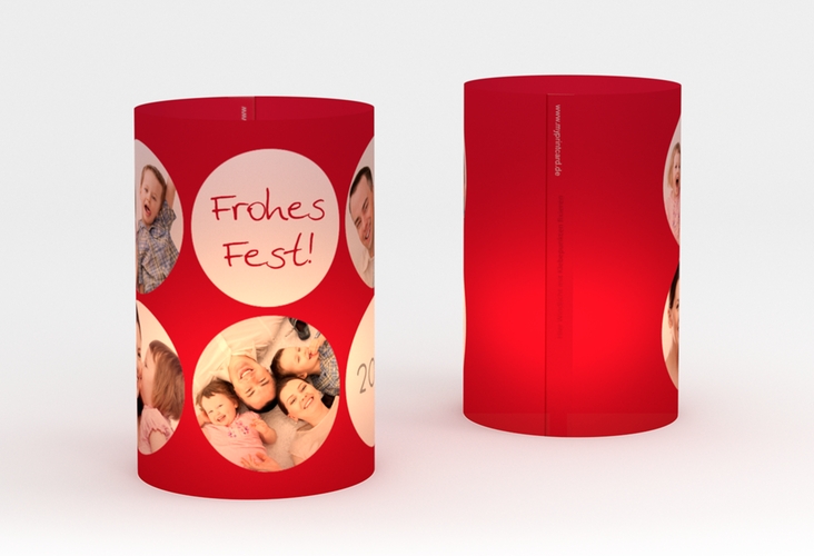 Windlicht Weihnachten Joy Windlicht rot hochglanz mit runden Fotos