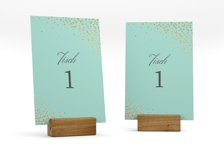 Tischnummer Hochzeit Glitter Tischaufsteller mint hochglanz