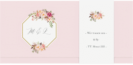 Klick: Details zu Hochzeitseinladung "Prachtvoll" anzeigen Hochzeitseinladung Prachtvoll Wickelfalzkarte + Banderole rosa