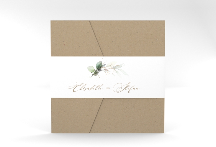 Hochzeitseinladung Selvatica Pocketfold hochglanz mit Eukalyptus-Kranz