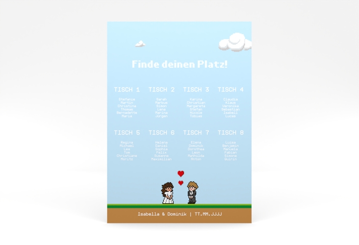 Sitzplan Poster Hochzeit Pixel 50 x 70 cm Poster bunt