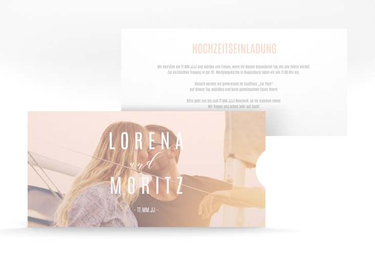 Hochzeitseinladung Memory Einsteckkarte rosa hochglanz