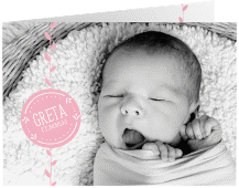 Geburtskarte Unikat A6 Klappkarte quer rosa