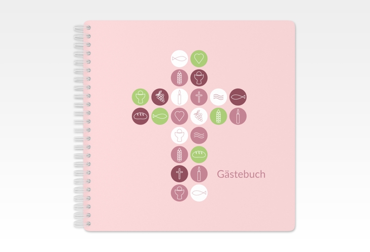 Gästebuch Konfirmation Gemeinschaft Ringbindung rosa