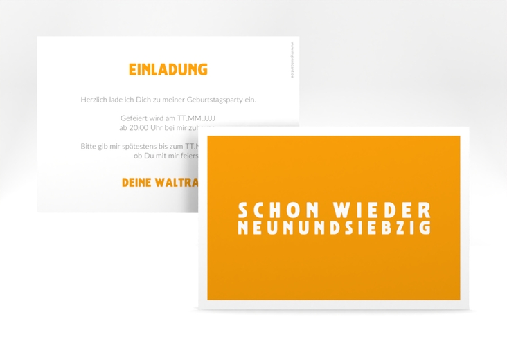 Einladung 80. Geburtstag Gag A6 Karte quer orange