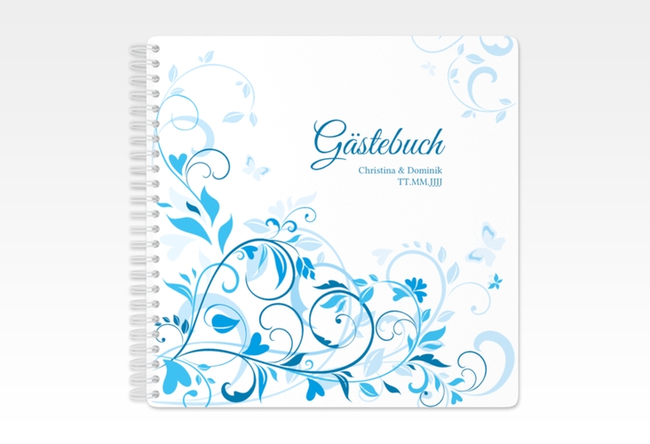 Gästebuch Hochzeit Lilly Ringbindung blau