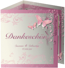 Klick: Details zu Dankeskarte Hochzeit "Toulouse" anzeigen Dankeskarte Hochzeit Toulouse quadr. Doppel-Klappkarte rosa