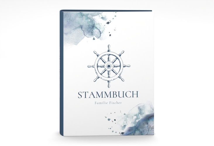 Stammbuch A5 Steuerrad Stammbuch A5 blau in maritimen Blautönen