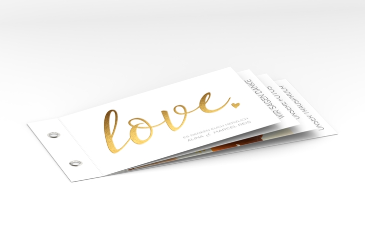 Danksagungskarte Hochzeit Glam Booklet weiss hochglanz