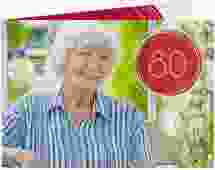 Einladung 80. Geburtstag Twister A6 Klappkarte quer rot