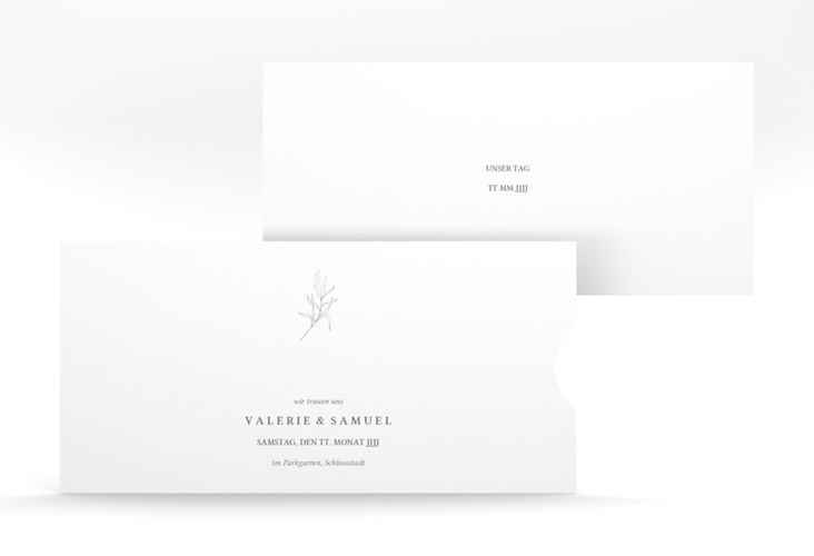 Hochzeitseinladung Ivy Einsteckkarte hochglanz minimalistisch mit kleiner botanischer Illustration