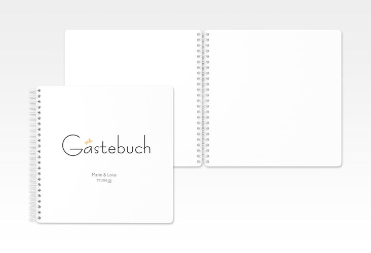 Gästebuch Hochzeit Twohearts Ringbindung beige