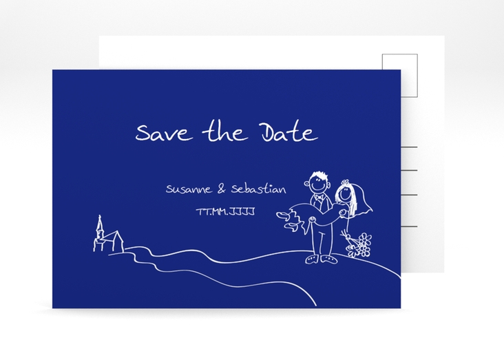 Save the Date-Postkarte Pisa A6 Postkarte blau