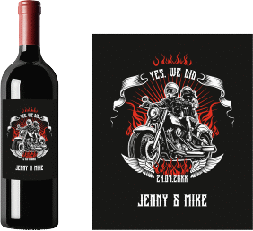 Weinetikett zur Hochzeit "Biker"