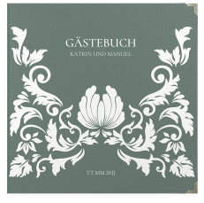 Klick: Details zu Gästebuch Selection Hochzeit "Royal" anzeigen Gästebuch Selection Hochzeit Royal Leinen-Hardcover gruen mit barockem Blumen-Ornament