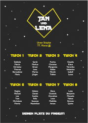 Klick: Details zu Sitzplan Poster Hochzeit "Starlove" anzeigen Sitzplan Poster Hochzeit Starlove 50 x 70 cm Poster schwarz mit Sci-Fi-Universum