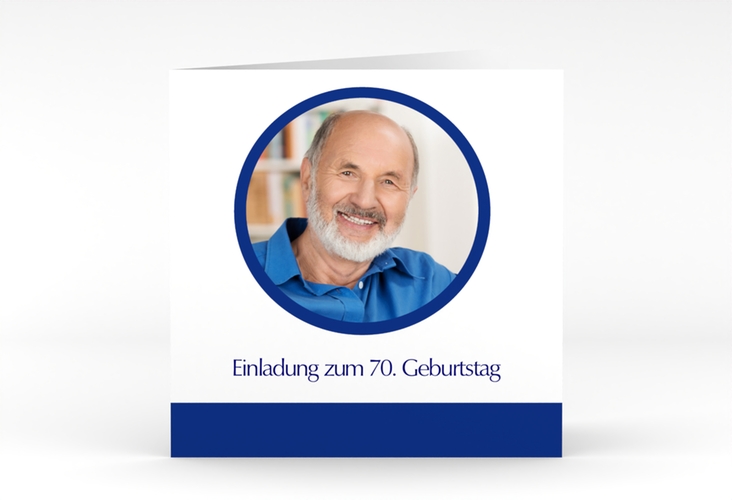 Einladung 70. Geburtstag Anton/Antonia quadr. Klappkarte schlicht mit Foto