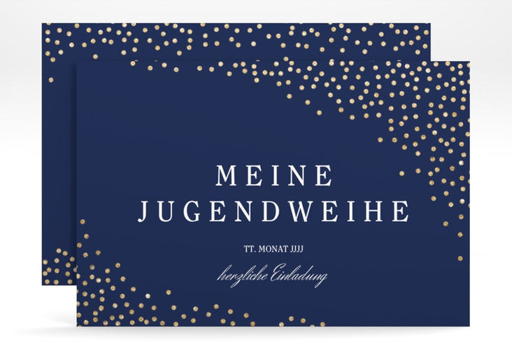 Einladung Jugendweihe Glossa A6 Karte quer blau hochglanz