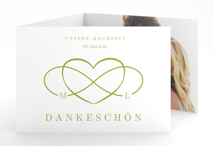 Danksagungskarte Hochzeit Infinity A6 Doppel-Klappkarte gruen