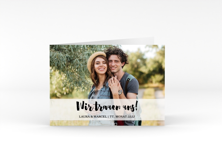 Hochzeitseinladung Mirage A6 Klappkarte quer weiss