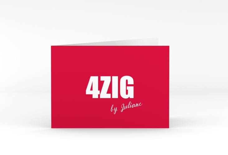Einladung 40. Geburtstag Zig A6 Klappkarte quer rot