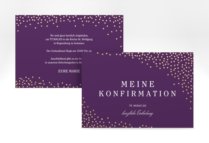 Einladung Konfirmation Glossy A6 Karte quer lila hochglanz