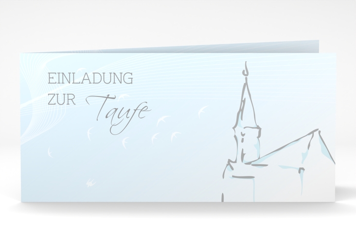 Taufeinladung Church lange Klappkarte quer