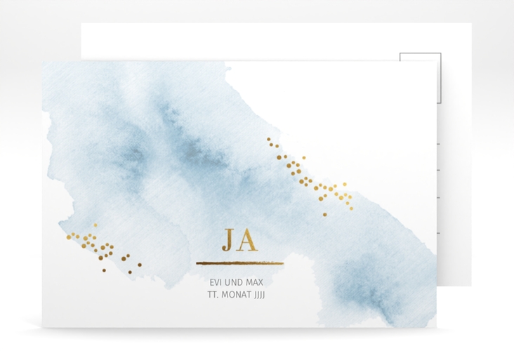 Save the Date-Postkarte Pastell A6 Postkarte blau hochglanz