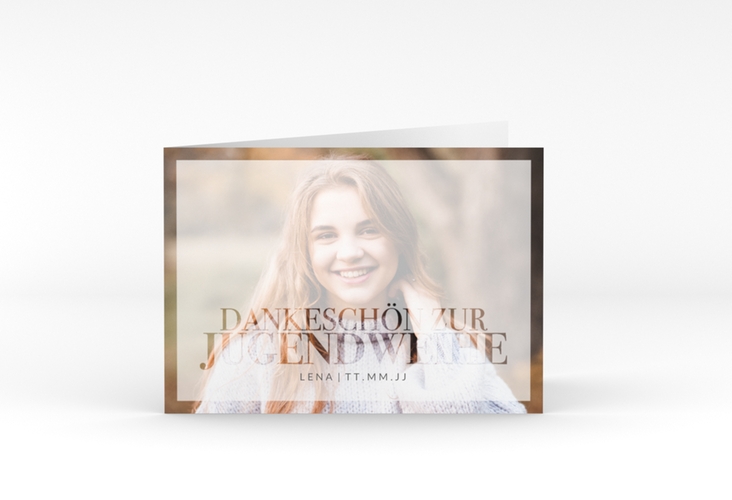 Danksagung Jugendweihe Typewriter A6 Klappkarte quer weiss