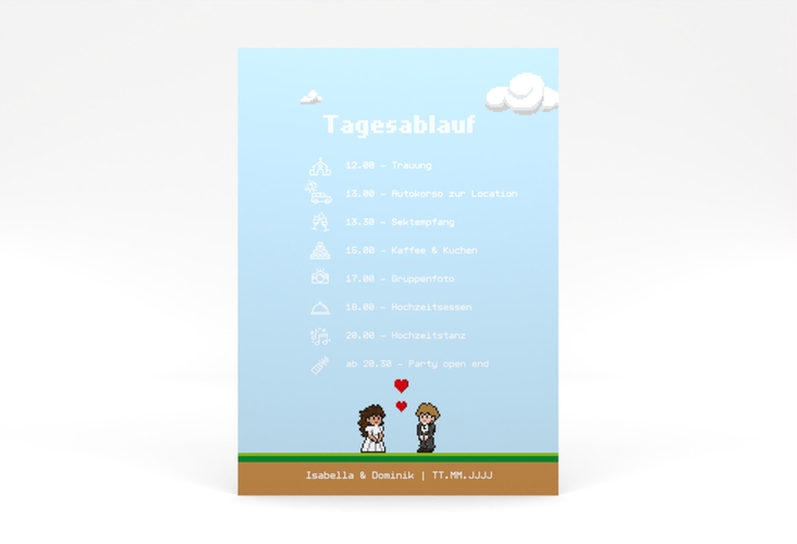 Tagesablauf Poster Hochzeit Pixel 50 x 70 cm Poster