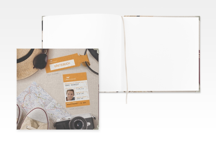 Gästebuch Selection Geburtstag Boardingpass Leinen-Hardcover orange