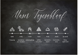 Klick: Details zu Tagesablauf Poster Hochzeit "Chalkboard" anzeigen Tagesablauf Poster Hochzeit Chalkboard 70 x 50 cm Poster schwarz