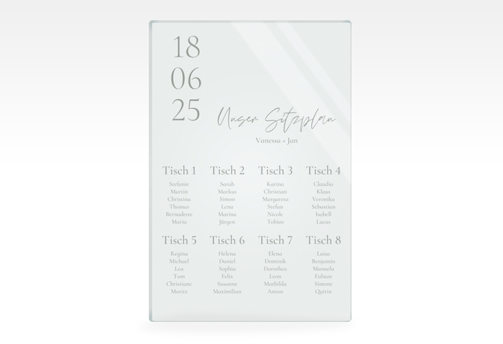 Sitzplan Acryl Hochzeit Day 40 x 60 cm Acryl mit Datum im minimalistischen Design