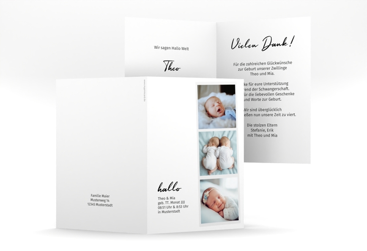 Geburtskarte Zwilling A6 Klappkarte hoch