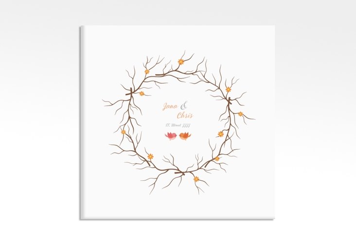 Wedding Tree Leinwand Hochzeitskranz (bis 120 Gäste) 30 x 30 cm orange