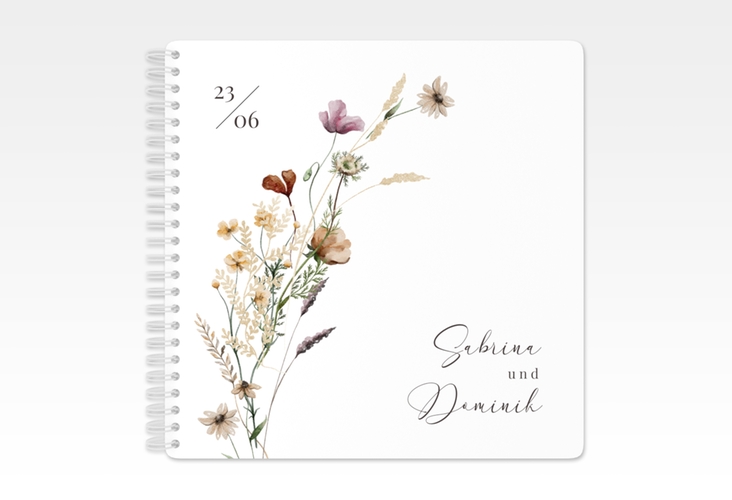 Trautagebuch Hochzeit Sauvages Trautagebuch Hochzeit weiss mit getrockneten Wiesenblumen