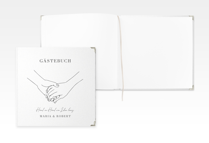 Gästebuch Selection Hochzeit Hands Leinen-Hardcover mit sich haltenden Händen im Monoline-Stil