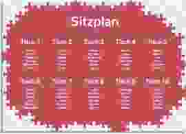 Sitzplan Leinwand Hochzeit "Puzzle" 70 x 50 cm Leinwand rot