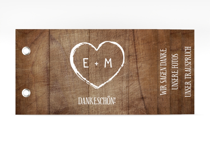 Danksagungskarte Hochzeit Wood Booklet braun